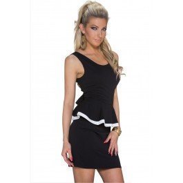 Black Scoop Back Sleeveless Peplum Dress