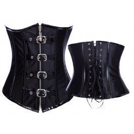 Front Zip And Back Tie Corset