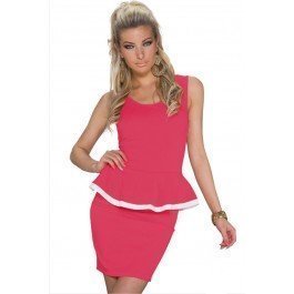 Hot Pink Scoop Back Sleeveless Peplum Dress