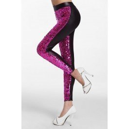 Rosy Sequin Front Pu Leggings